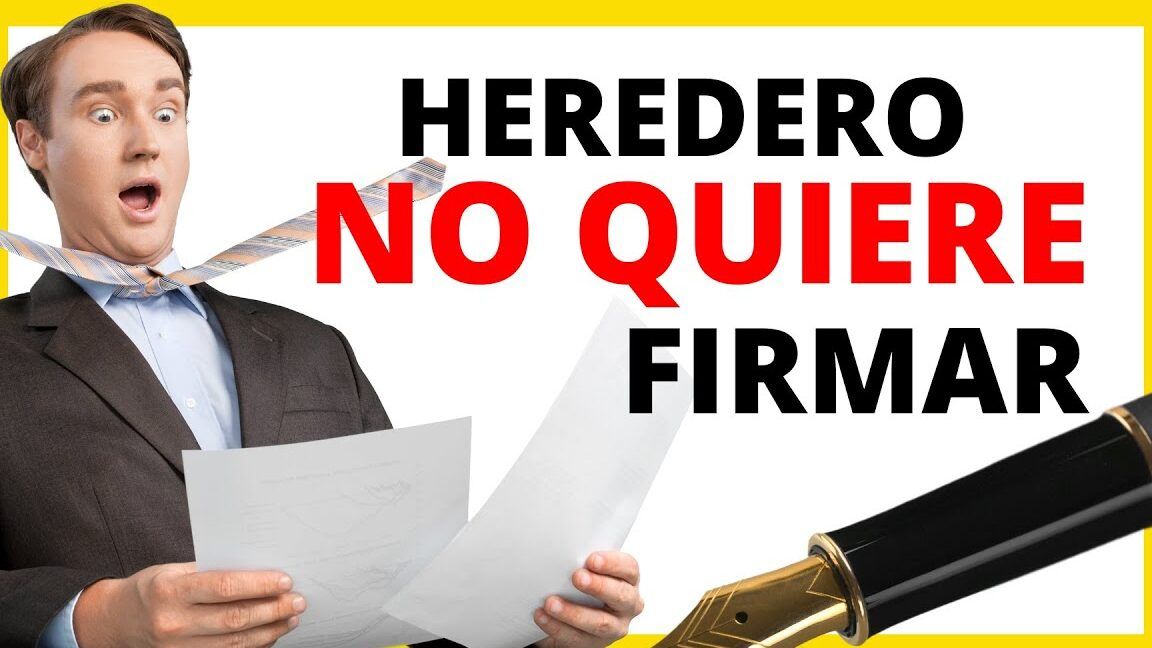 Hombre sorprendido sosteniendo documentos junto a un titular que dice un heredero no quiere firmar la herencia descubre que hacer en este caso.