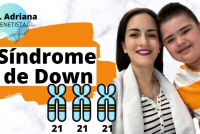 Miniatura waGqS4lyvng con texto Síndrome de Down, cromosomas 21 y foto de una médica genetista con un joven sonriente